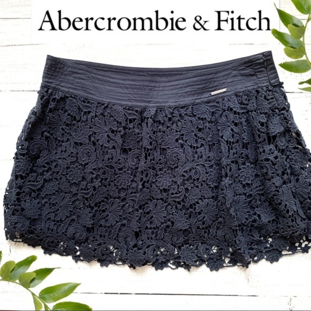 Abercrombie & Fitch Navy Boho Crochet Lace Skirt